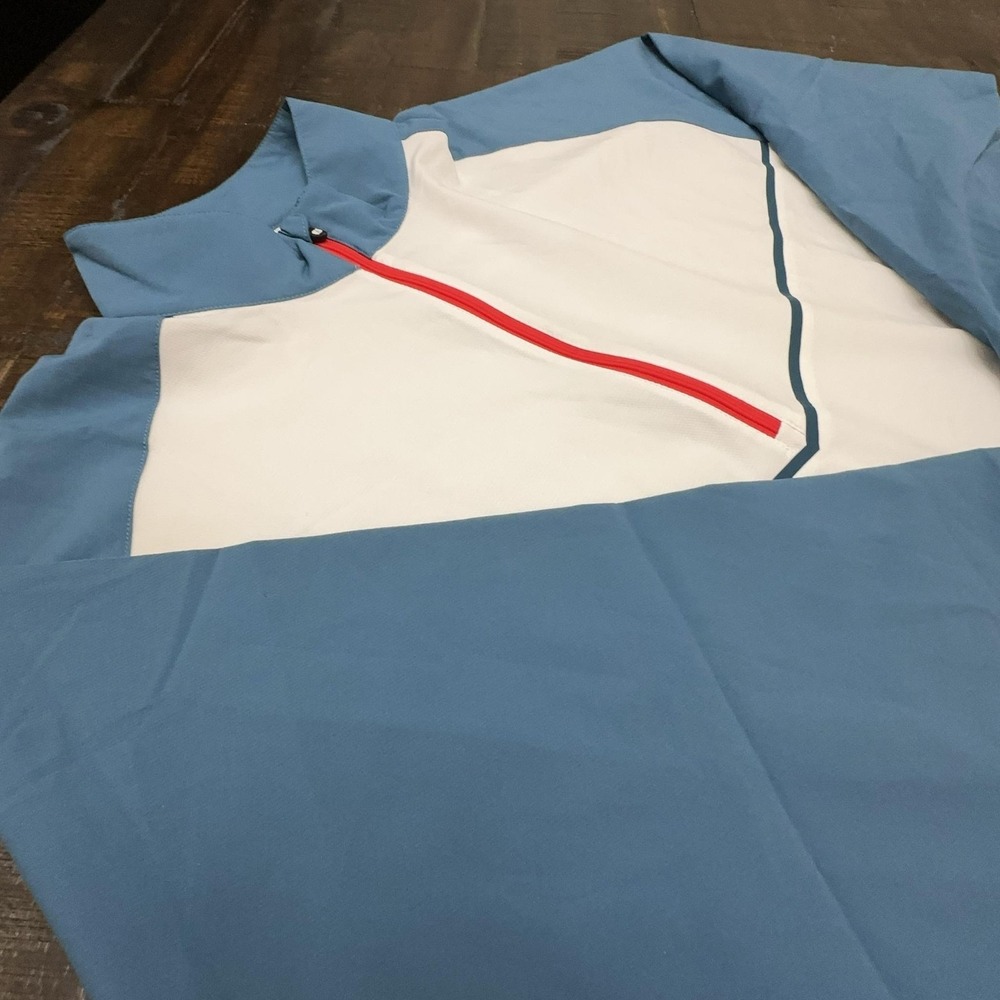 FootJoy Jacket Mens 2XL White Blue 1/2 Zip Golf Windbreaker Lightweight Pullover - Picture 1 of 11